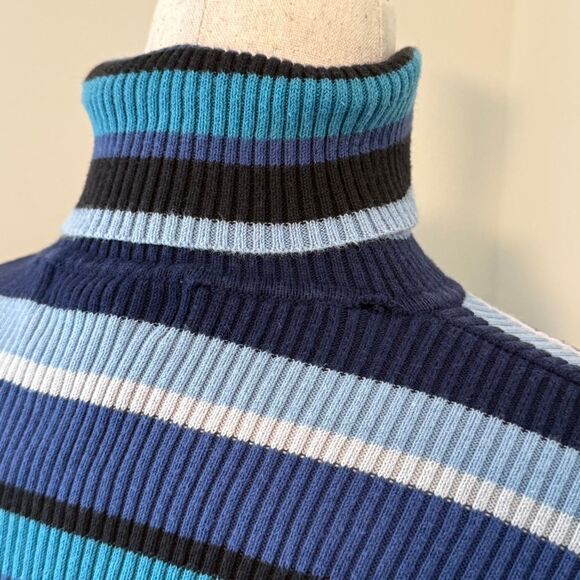 Blue striped turtleneck sweater Size XS - Picture 2 of 4